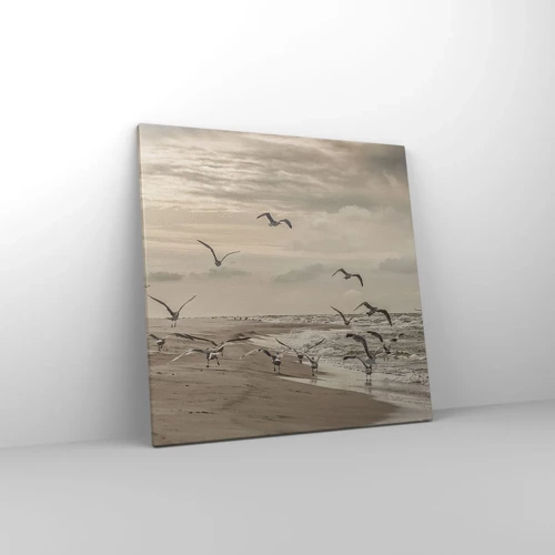 Impression sur toile - Image sur toile - Le bruit de la mer, le chant des oiseaux - 60x60 cm