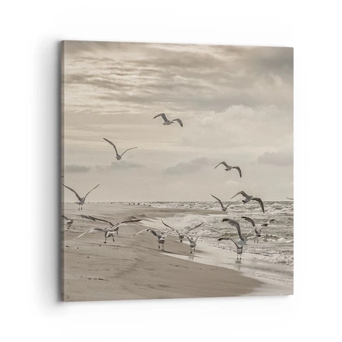 Impression sur toile - Image sur toile - Le bruit de la mer, le chant des oiseaux - 70x70 cm