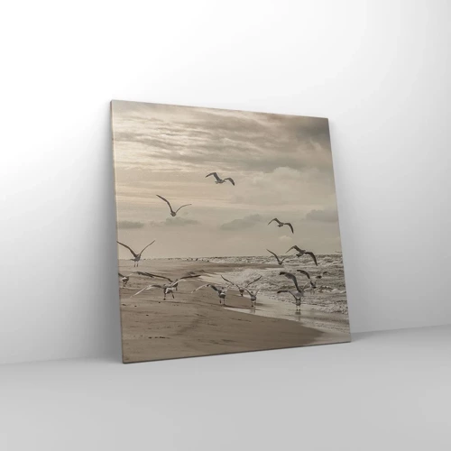 Impression sur toile - Image sur toile - Le bruit de la mer, le chant des oiseaux - 70x70 cm