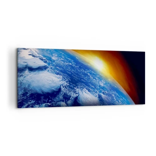 Impression sur toile - Image sur toile - Lever de soleil sur la planète bleue - 100x40 cm