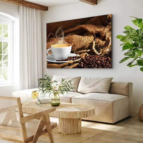 Impression sur toile - Image sur toile - L'odeur du moka et la densité du miel liquide - 70x50 cm