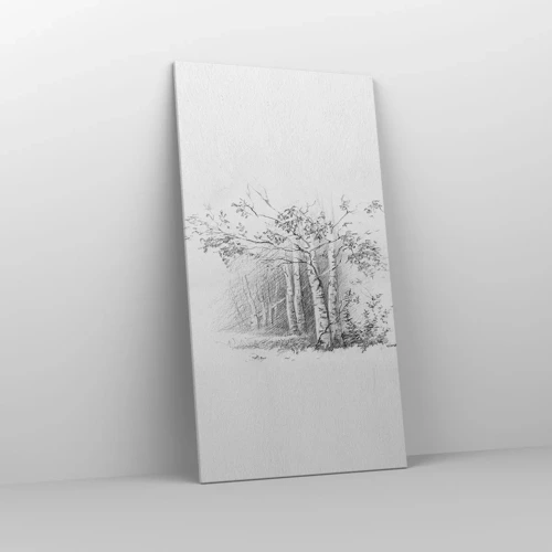 Impression sur toile - Image sur toile - Lumière d'une forêt de bouleaux - 65x120 cm