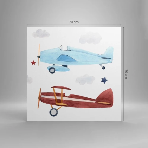 Impression sur toile - Image sur toile - Monsieur le pilote, nous vous attendons ! - 70x70 cm