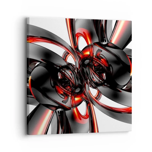 Impression sur toile - Image sur toile - Mouvement de graphite et rouge - 30x30 cm