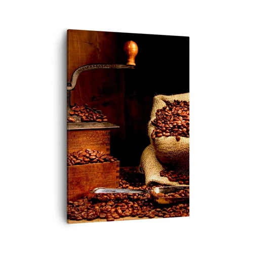Impression sur toile - Image sur toile - Nature morte avec grains de café et moulin - 50x70 cm