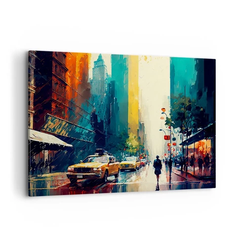 Impression sur toile - Image sur toile - New York – ici même la pluie est colorée - 100x70 cm