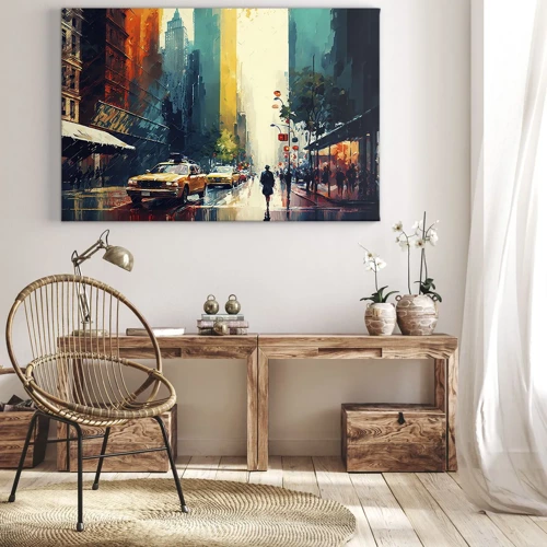 Impression sur toile - Image sur toile - New York – ici même la pluie est colorée - 100x70 cm