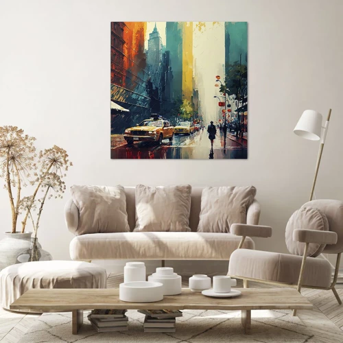 Impression sur toile - Image sur toile - New York – ici même la pluie est colorée - 30x30 cm