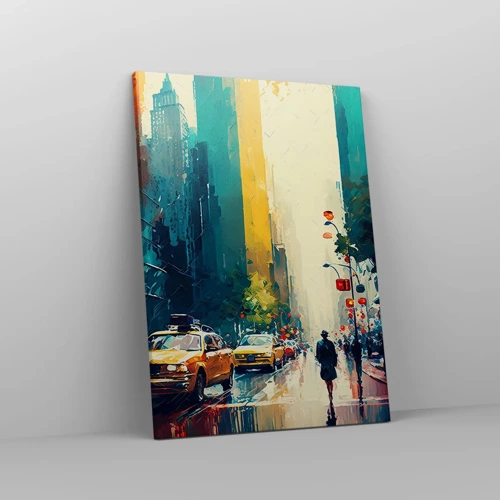 Impression sur toile - Image sur toile - New York – ici même la pluie est colorée - 50x70 cm