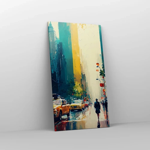 Impression sur toile - Image sur toile - New York – ici même la pluie est colorée - 55x100 cm