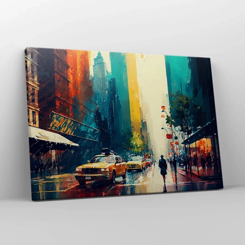 Impression sur toile - Image sur toile - New York – ici même la pluie est colorée - 70x50 cm