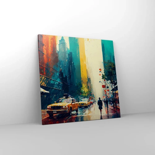 Impression sur toile - Image sur toile - New York – ici même la pluie est colorée - 70x70 cm