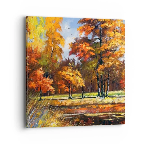 Impression sur toile - Image sur toile - Paysage en or et bronze - 40x40 cm