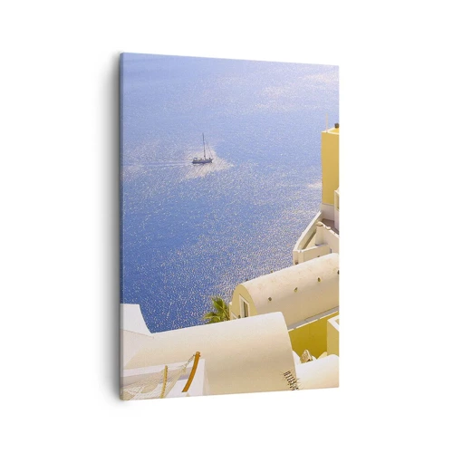 Impression sur toile - Image sur toile - Paysage grec en blanc et bleu ciel - 50x70 cm