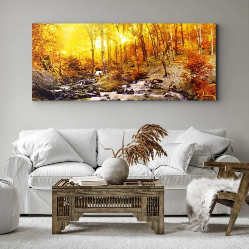 Impression sur toile - Image sur toile - Pierres serties d'or et de platine - 100x40 cm