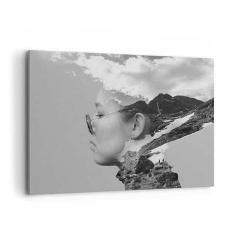 Impression sur toile - Image sur toile - Portrait de montagnes et nuages - 100x70 cm