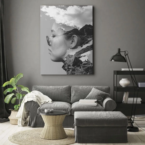 Impression sur toile - Image sur toile - Portrait de montagnes et nuages - 45x80 cm