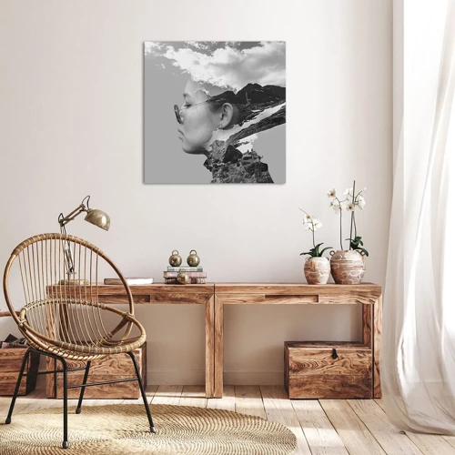 Impression sur toile - Image sur toile - Portrait de montagnes et nuages - 70x70 cm