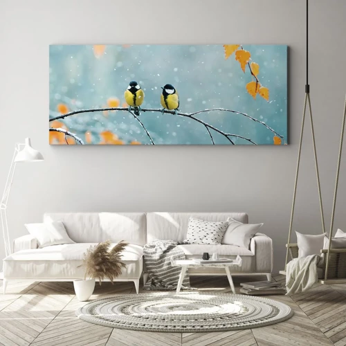 Impression sur toile - Image sur toile - Potins d'oiseaux - 100x40 cm