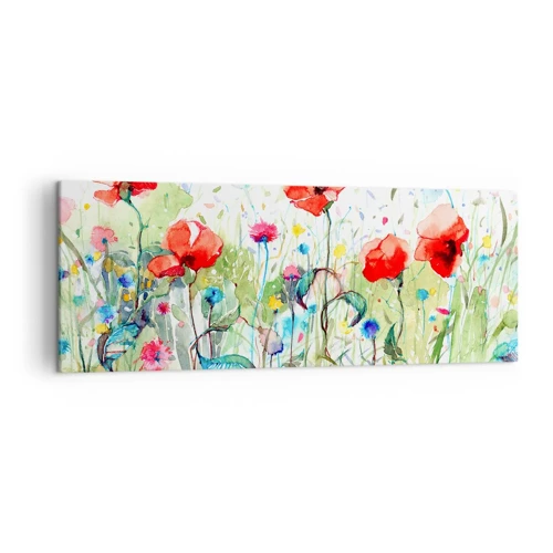 Impression sur toile - Image sur toile - Prairie de fleurs en mai - 140x50 cm