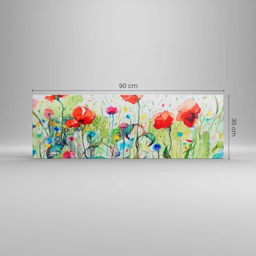 Impression sur toile - Image sur toile - Prairie de fleurs en mai - 90x30 cm