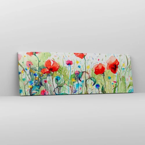 Impression sur toile - Image sur toile - Prairie de fleurs en mai - 90x30 cm