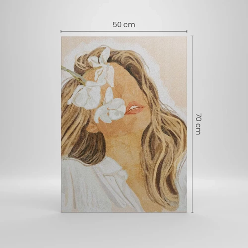 Impression sur toile - Image sur toile - Ravie parmi les fleurs - 50x70 cm