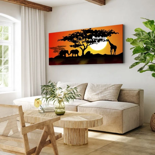 Impression sur toile - Image sur toile - Rencontre dans la savane - 120x50 cm
