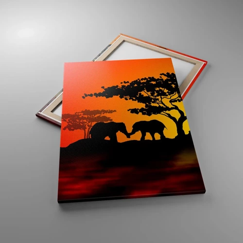 Impression sur toile - Image sur toile - Rencontre dans la savane - 70x100 cm