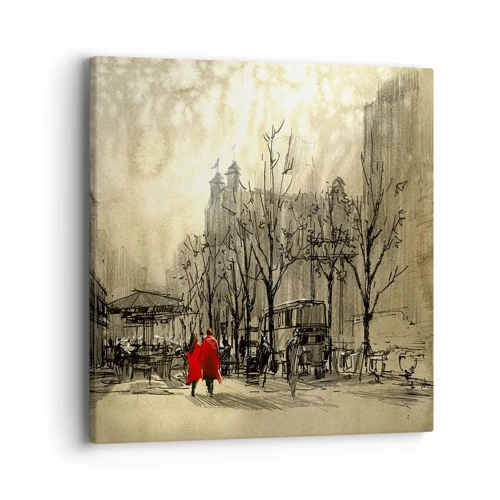 Impression sur toile - Image sur toile - Rendez-vous dans le brouillard de Londres - 40x40 cm