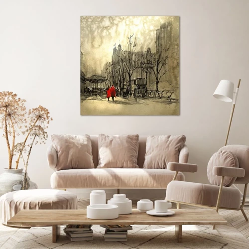 Impression sur toile - Image sur toile - Rendez-vous dans le brouillard de Londres - 40x40 cm