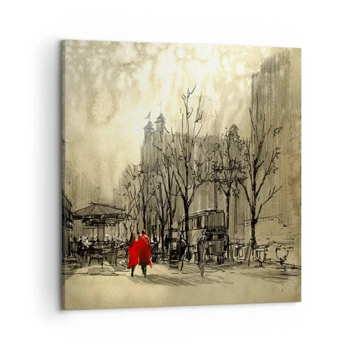 Impression sur toile - Image sur toile - Rendez-vous dans le brouillard de Londres - 50x50 cm