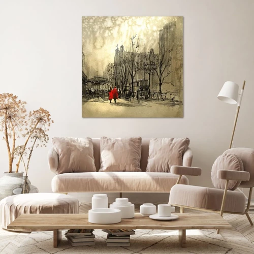 Impression sur toile - Image sur toile - Rendez-vous dans le brouillard de Londres - 50x50 cm