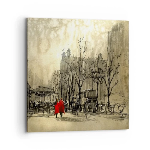 Impression sur toile - Image sur toile - Rendez-vous dans le brouillard de Londres - 70x70 cm