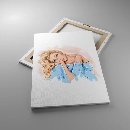 Impression sur toile - Image sur toile - Rêveuse en bleu - 50x70 cm