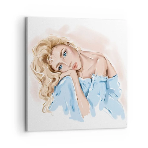 Impression sur toile - Image sur toile - Rêveuse en bleu - 60x60 cm