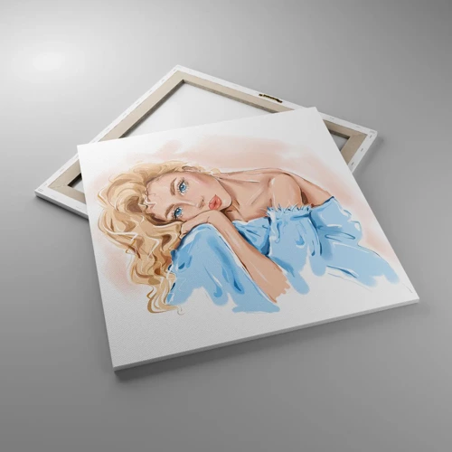 Impression sur toile - Image sur toile - Rêveuse en bleu - 70x70 cm
