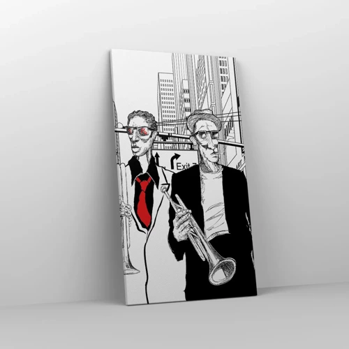 Impression sur toile - Image sur toile - Rhapsodie urbaine en noir et rouge - 45x80 cm