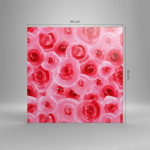 Impression sur toile - Image sur toile - Roses en-haut et en-bas - 60x60 cm