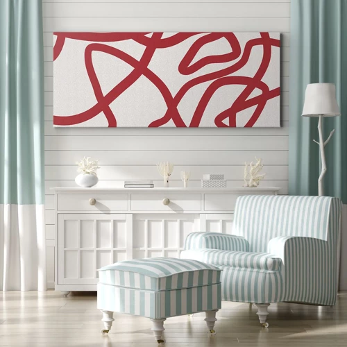 Impression sur toile - Image sur toile - Rouge sur blanc - 100x40 cm