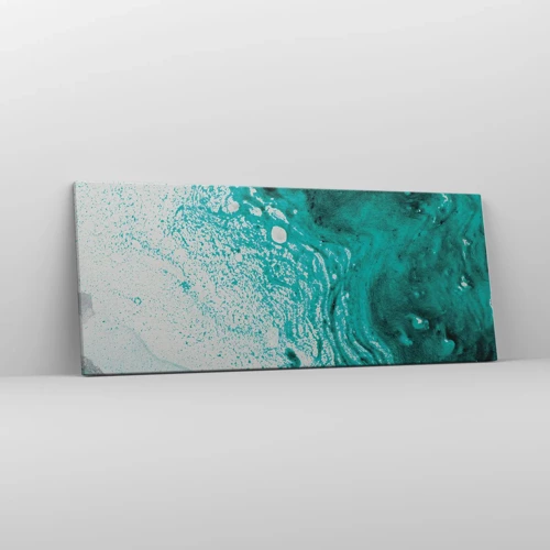 Impression sur toile - Image sur toile - Se fondre dans le bleu et le turquoise - 100x40 cm