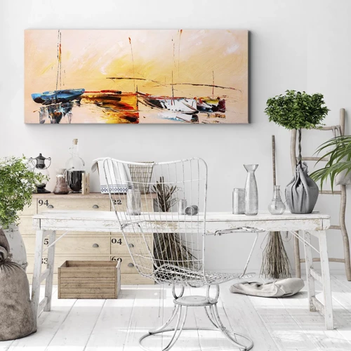 Impression sur toile - Image sur toile - Soirée à la marina - 120x50 cm