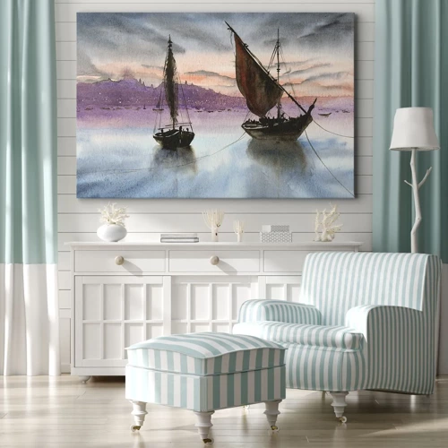 Impression sur toile - Image sur toile - Soirée au port - 100x70 cm