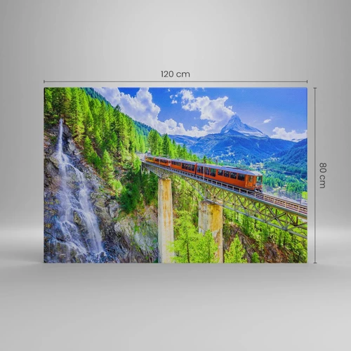 Impression sur toile - Image sur toile - Train dans les Alpes - 120x80 cm