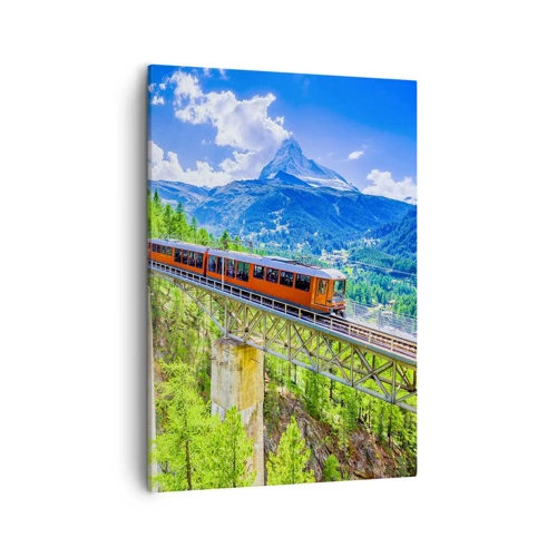 Impression sur toile - Image sur toile - Train dans les Alpes - 50x70 cm