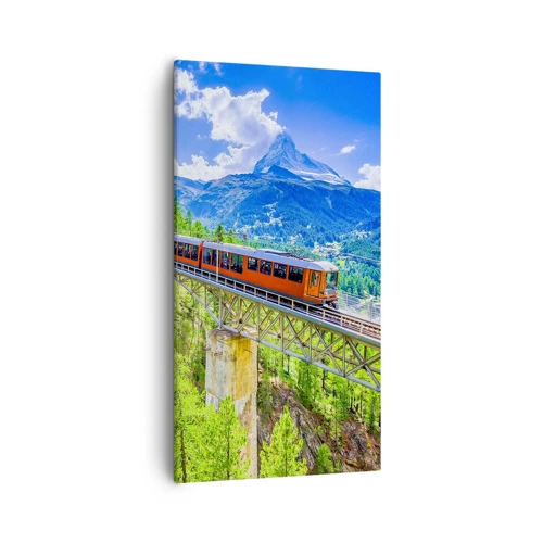 Impression sur toile - Image sur toile - Train dans les Alpes - 55x100 cm