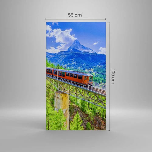 Impression sur toile - Image sur toile - Train dans les Alpes - 55x100 cm