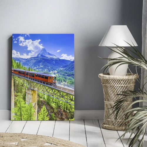 Impression sur toile - Image sur toile - Train dans les Alpes - 80x120 cm