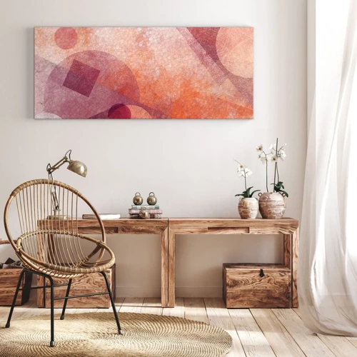 Impression sur toile - Image sur toile - Transformations géométriques en rose - 100x40 cm