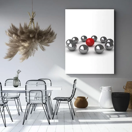 Impression sur toile - Image sur toile - Un cercle en argent et rouge - 45x80 cm